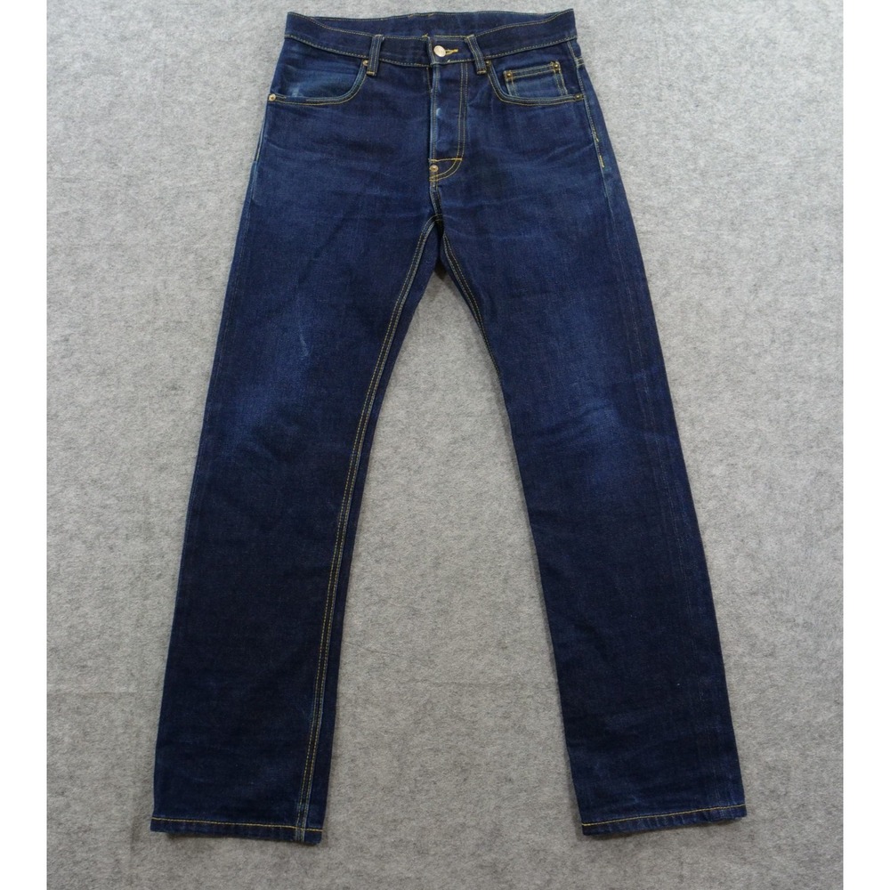 The Hundreds Jeans Mens 30 Blue Selvedge Straight Mid Rise Dark Wash Button Fly